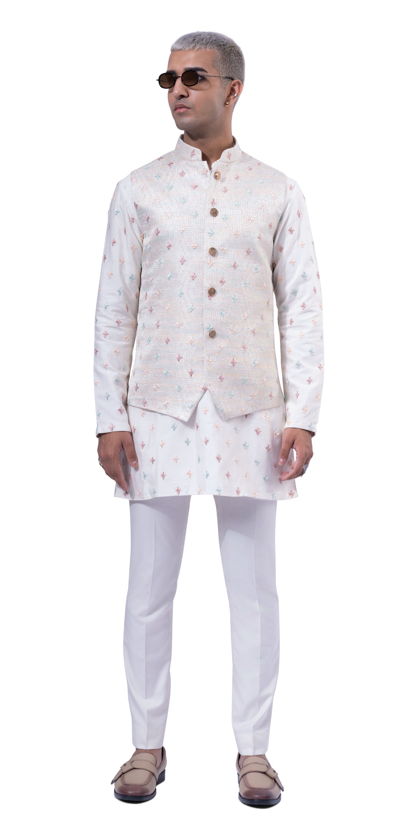 Four Colour Spade Waistcoat Bundi And Four Colour Spade Kurta