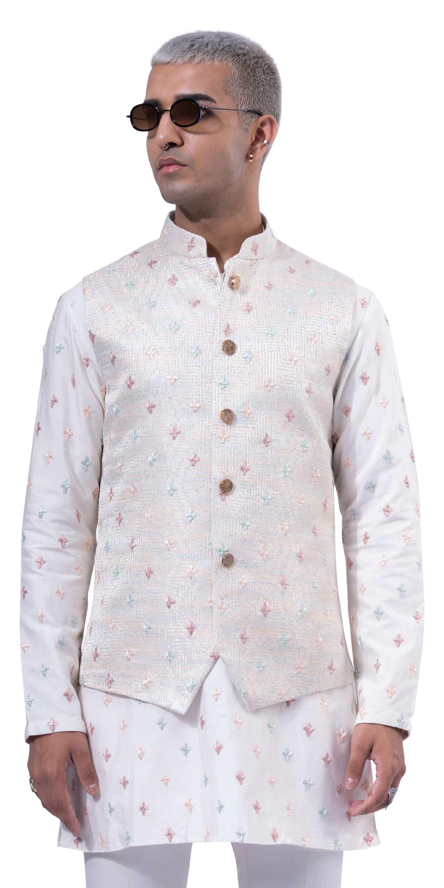 Four Colour Spade Waistcoat Bundi And Four Colour Spade Kurta