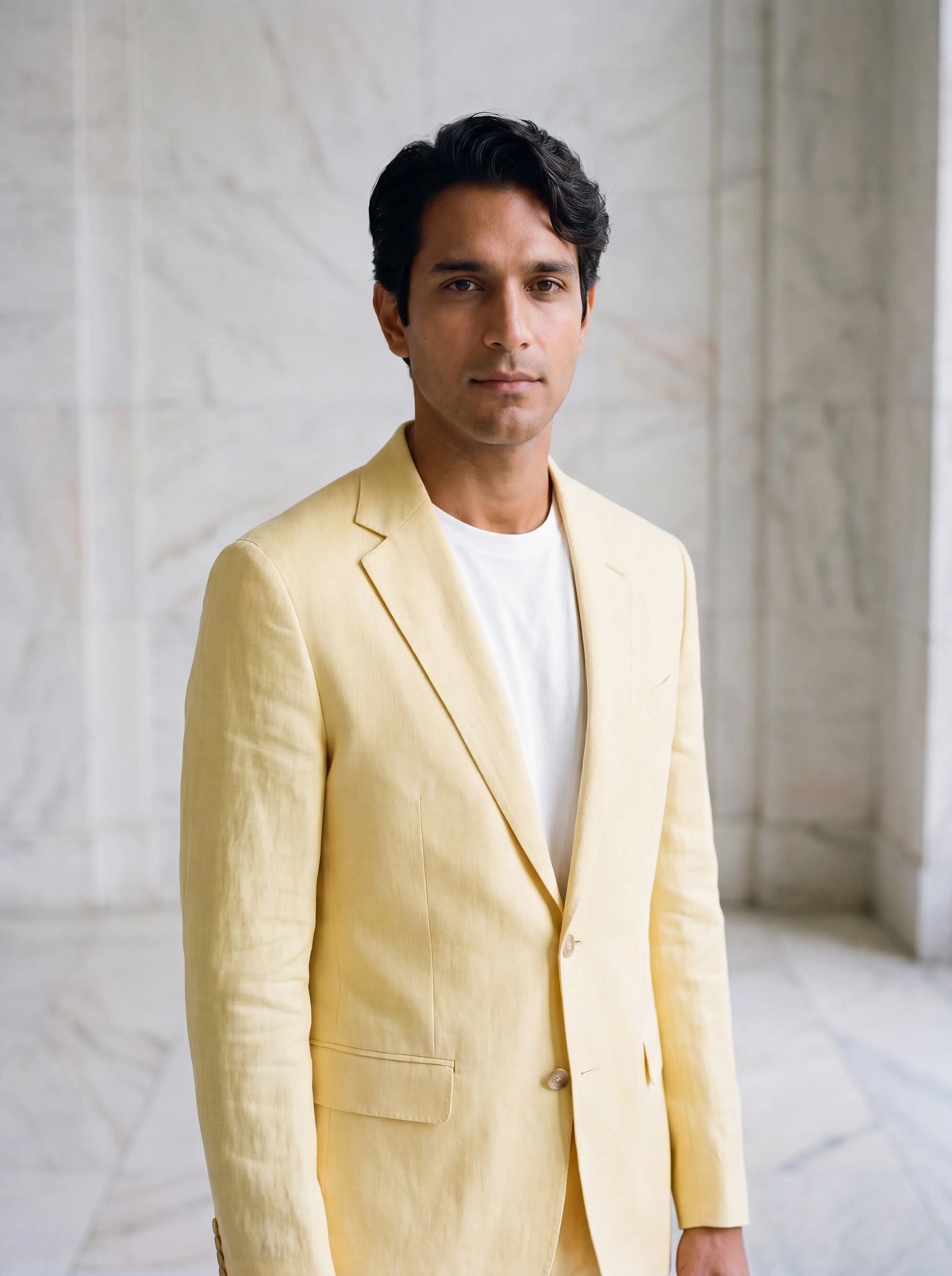 Linen Blazer in Lemon Yellow