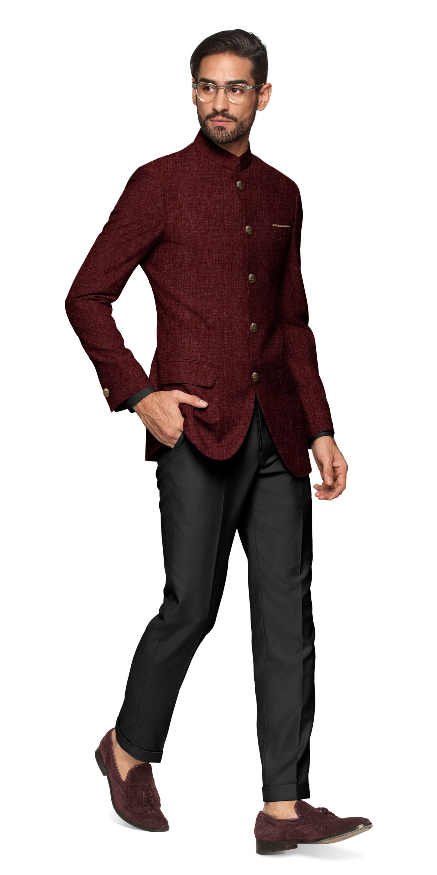 Eshwaan Burgundy Bandhgala