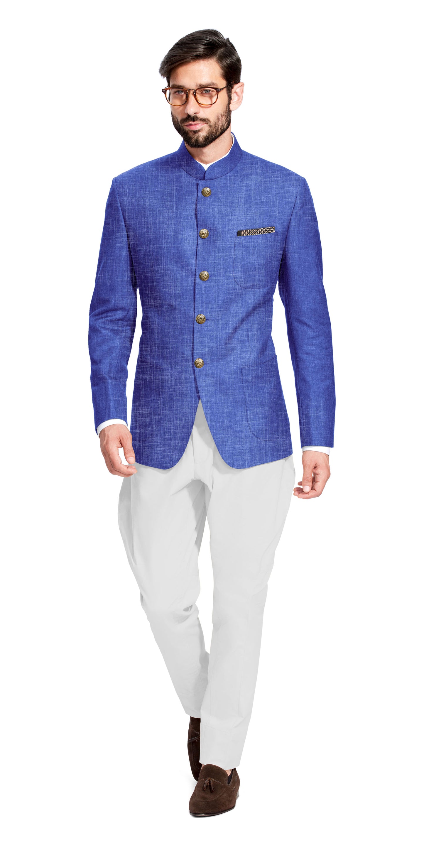 Gurhkan Azure Blue Bandhgala