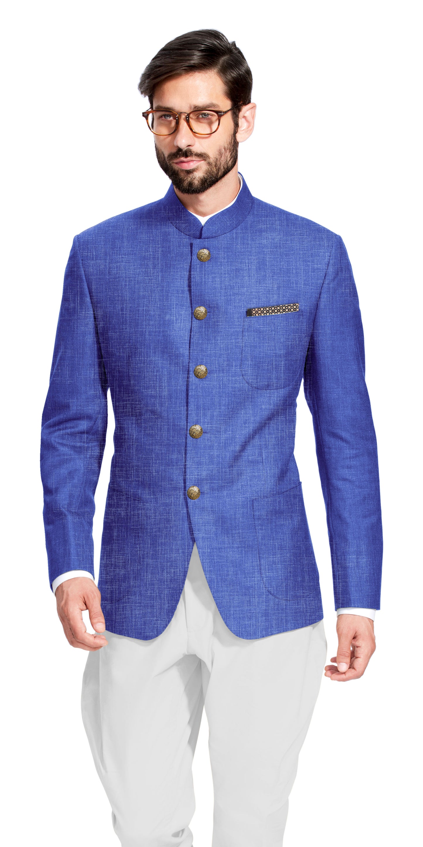 Gurhkan Azure Blue Bandhgala