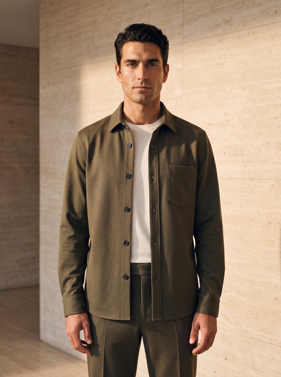 Double Overshirt in Olive