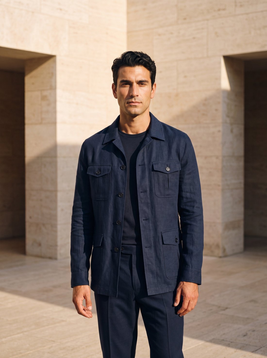 Field Jacket in Midnight Linen