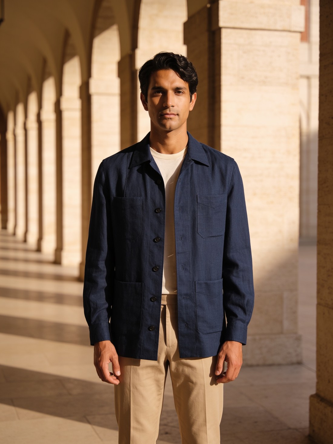 Linen Overshirt in Deep Navy