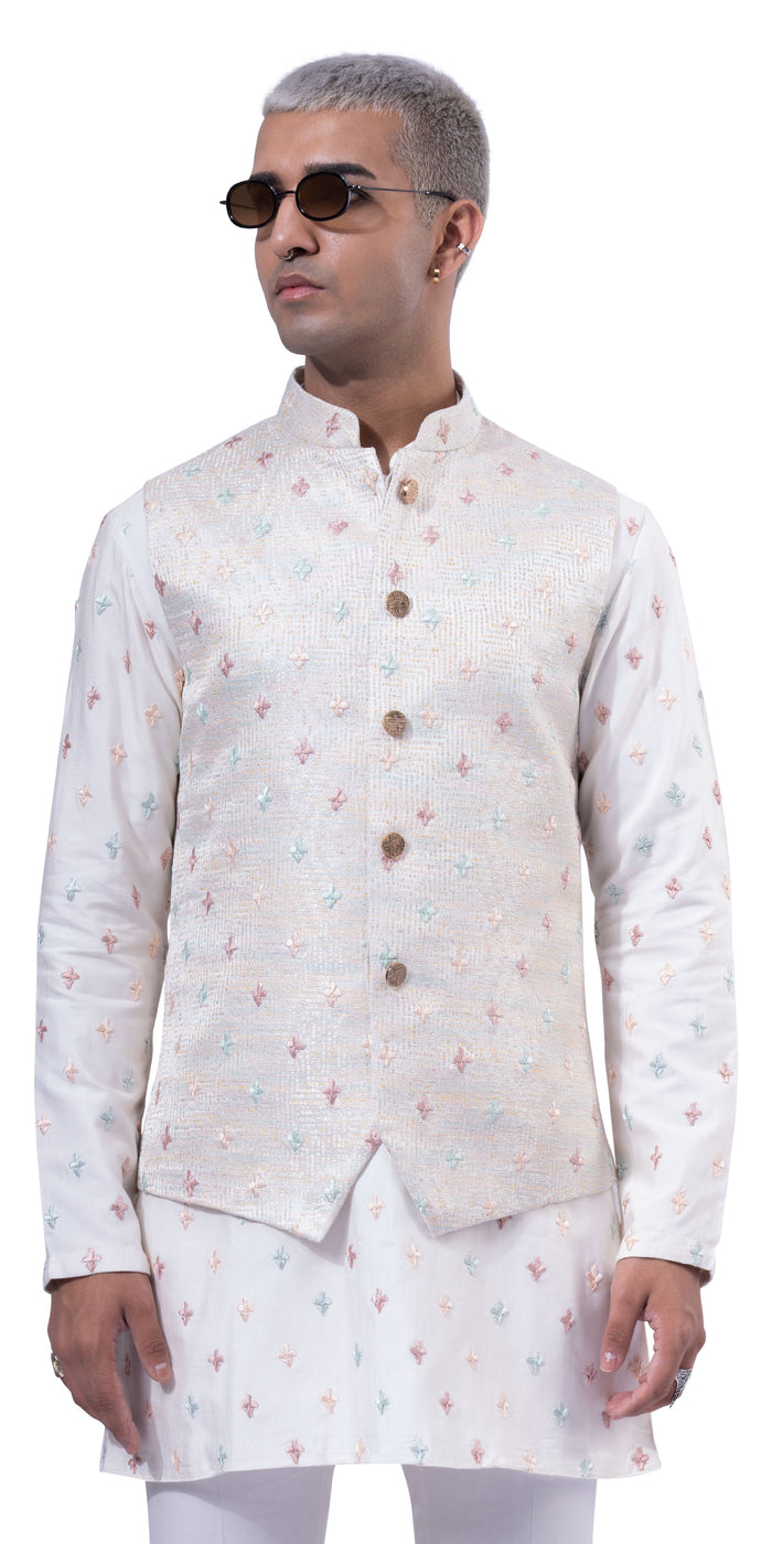 Four Colour Spade Waistcoat Bundi And Four Colour Spade Kurta