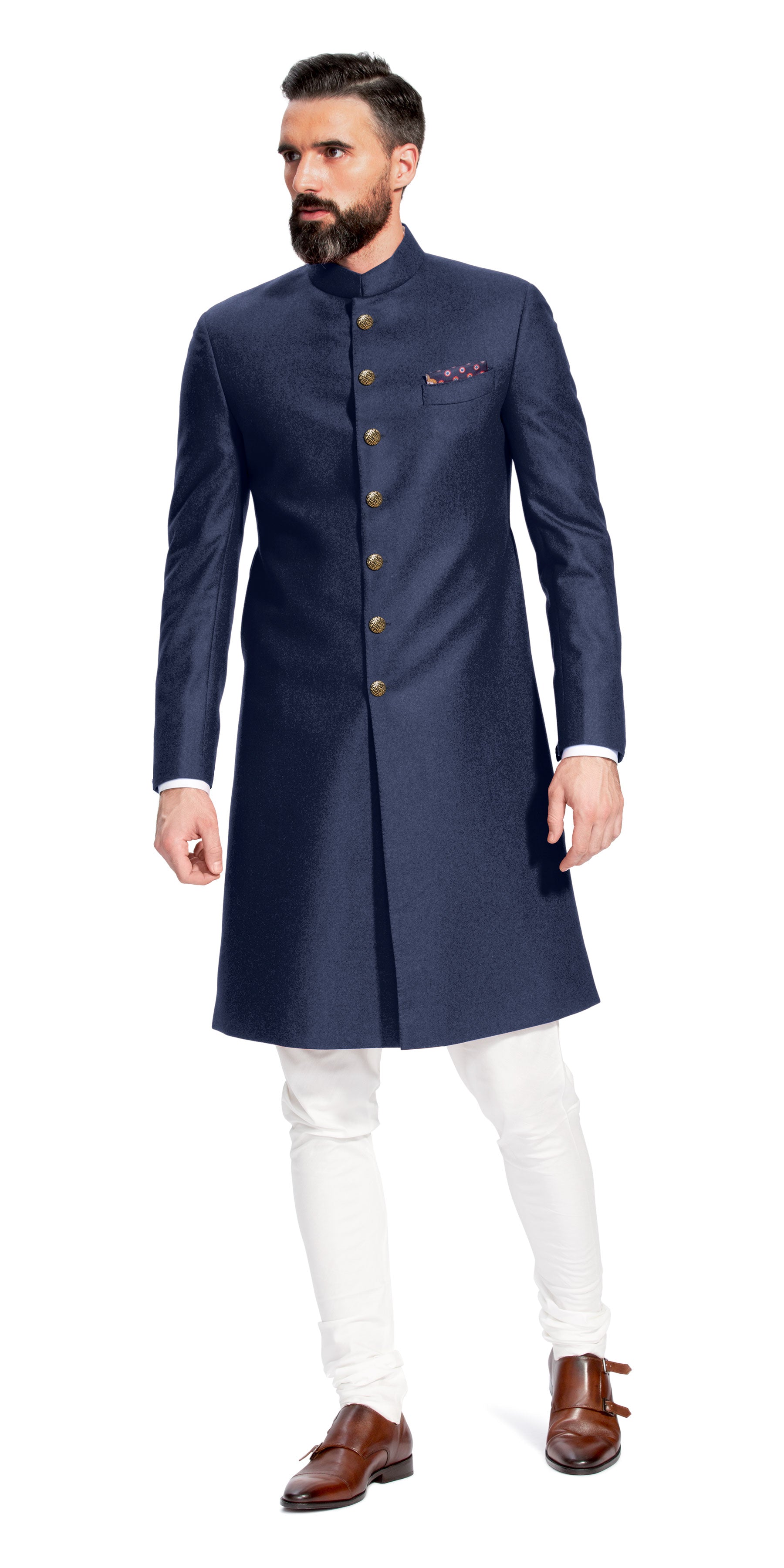 Gurhkan Navy Blue Sherwani