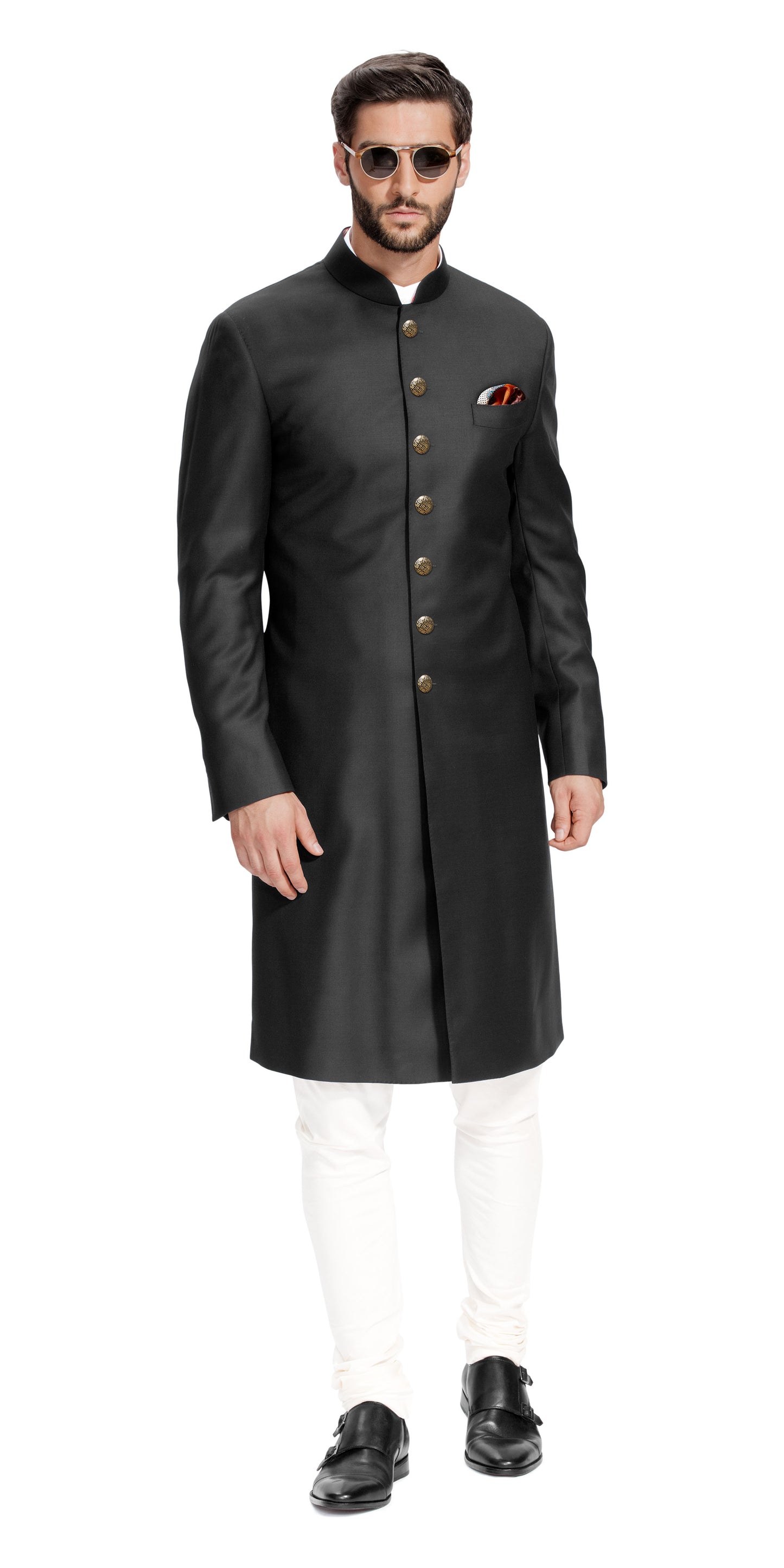 Gurhkan Noir Black Sherwani
