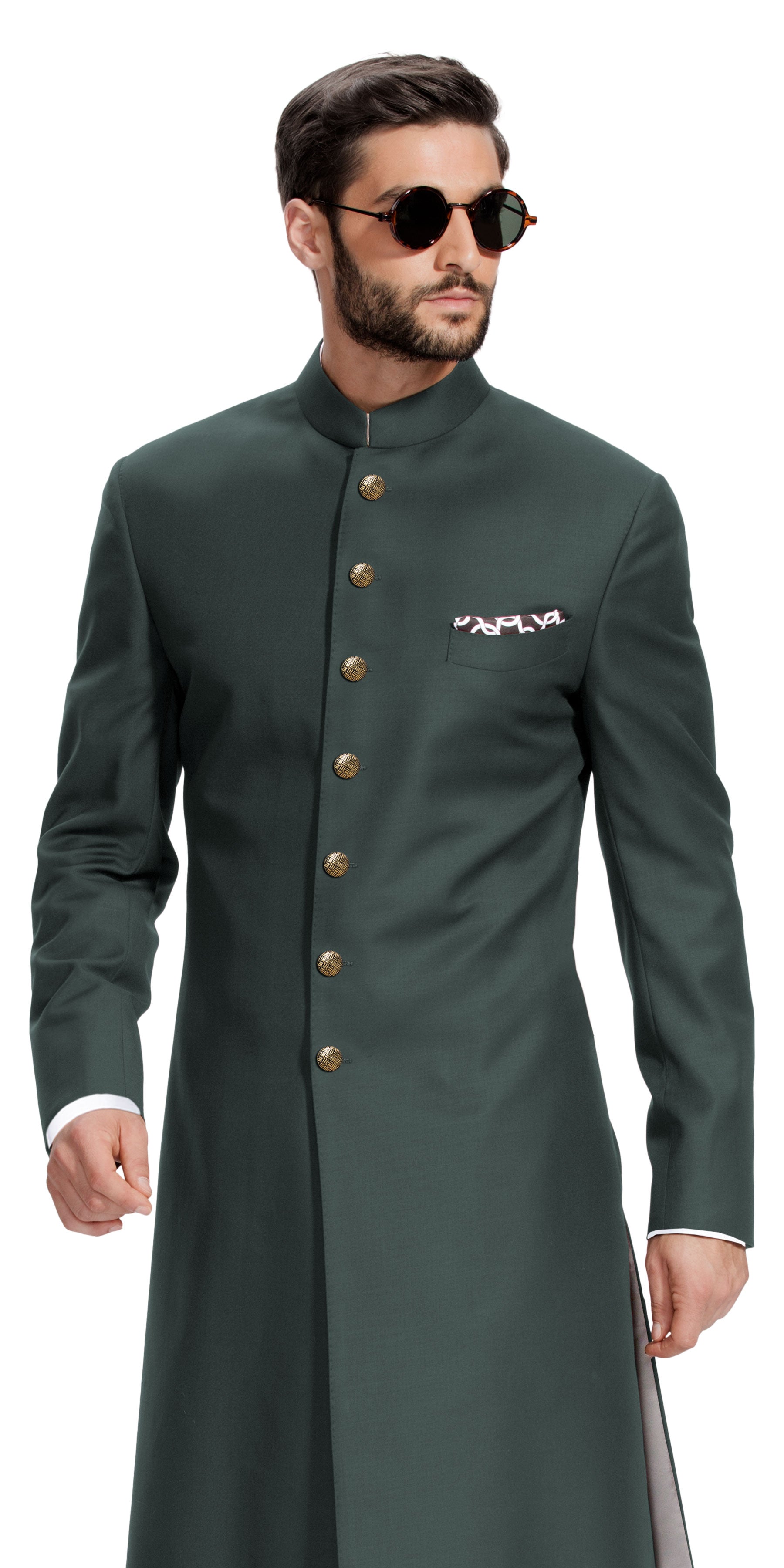 Gurhkan Racing Green Sherwani