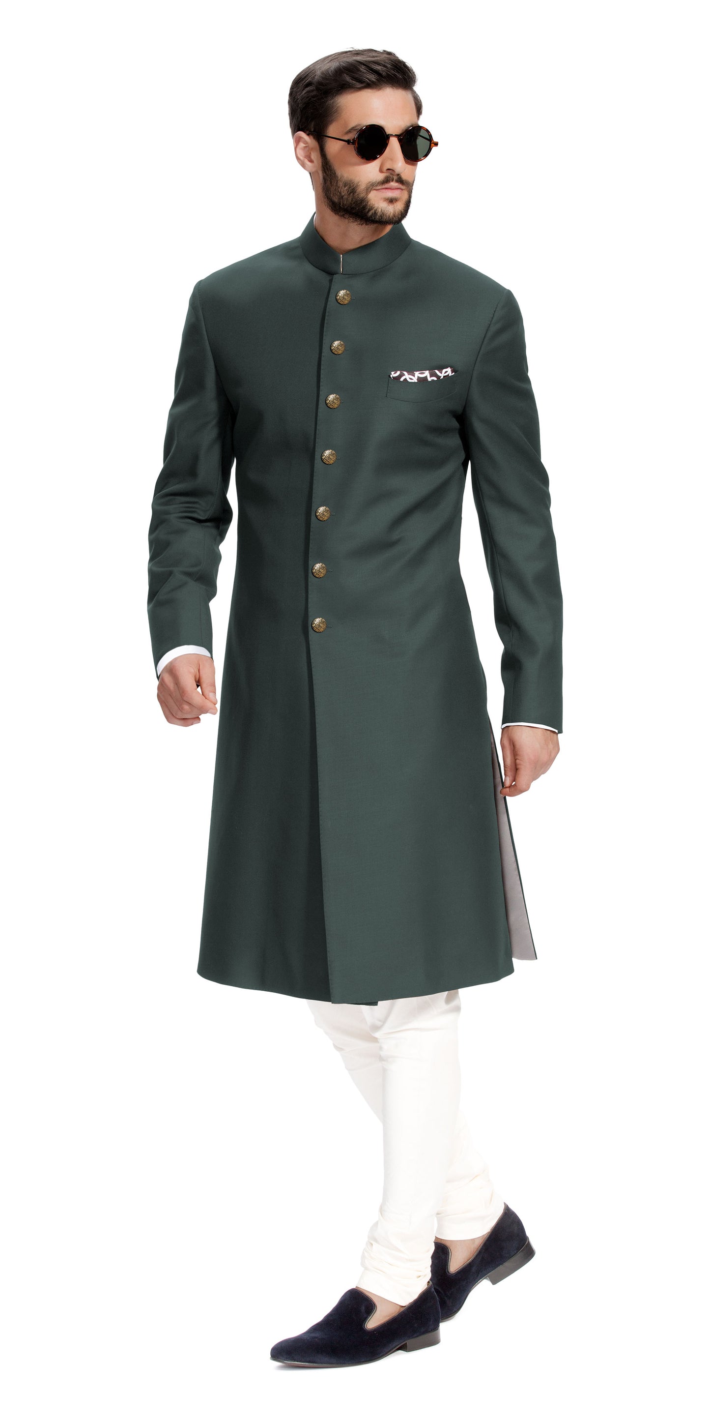 Gurhkan Racing Green Sherwani