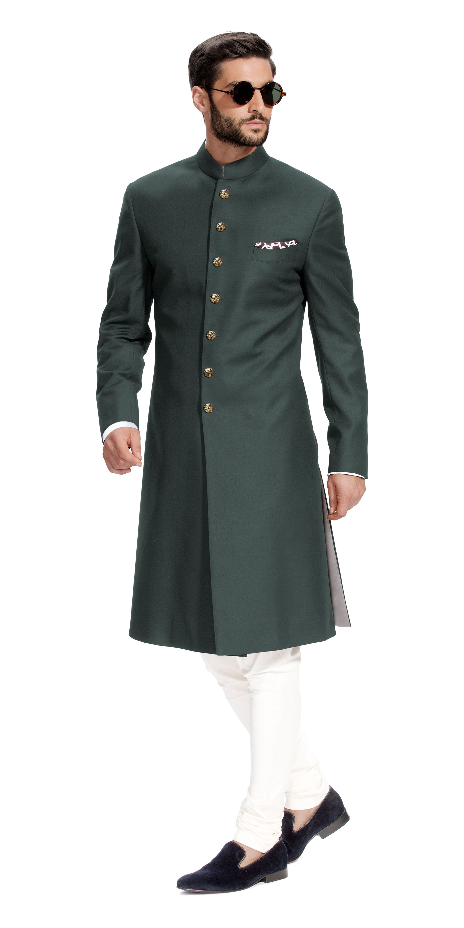 Gurhkan Racing Green Sherwani