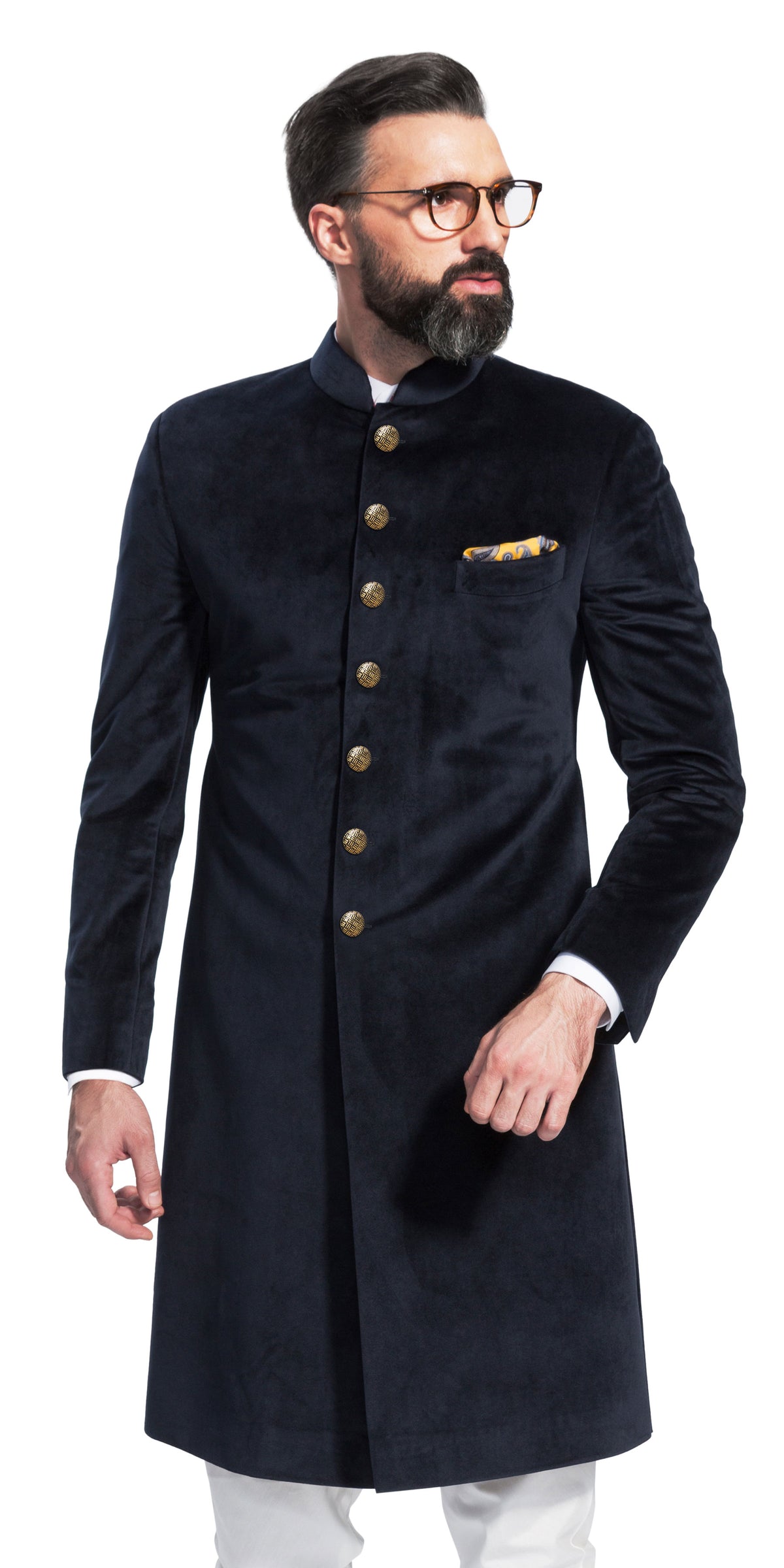 Sujaan Navy Velvet Sherwani