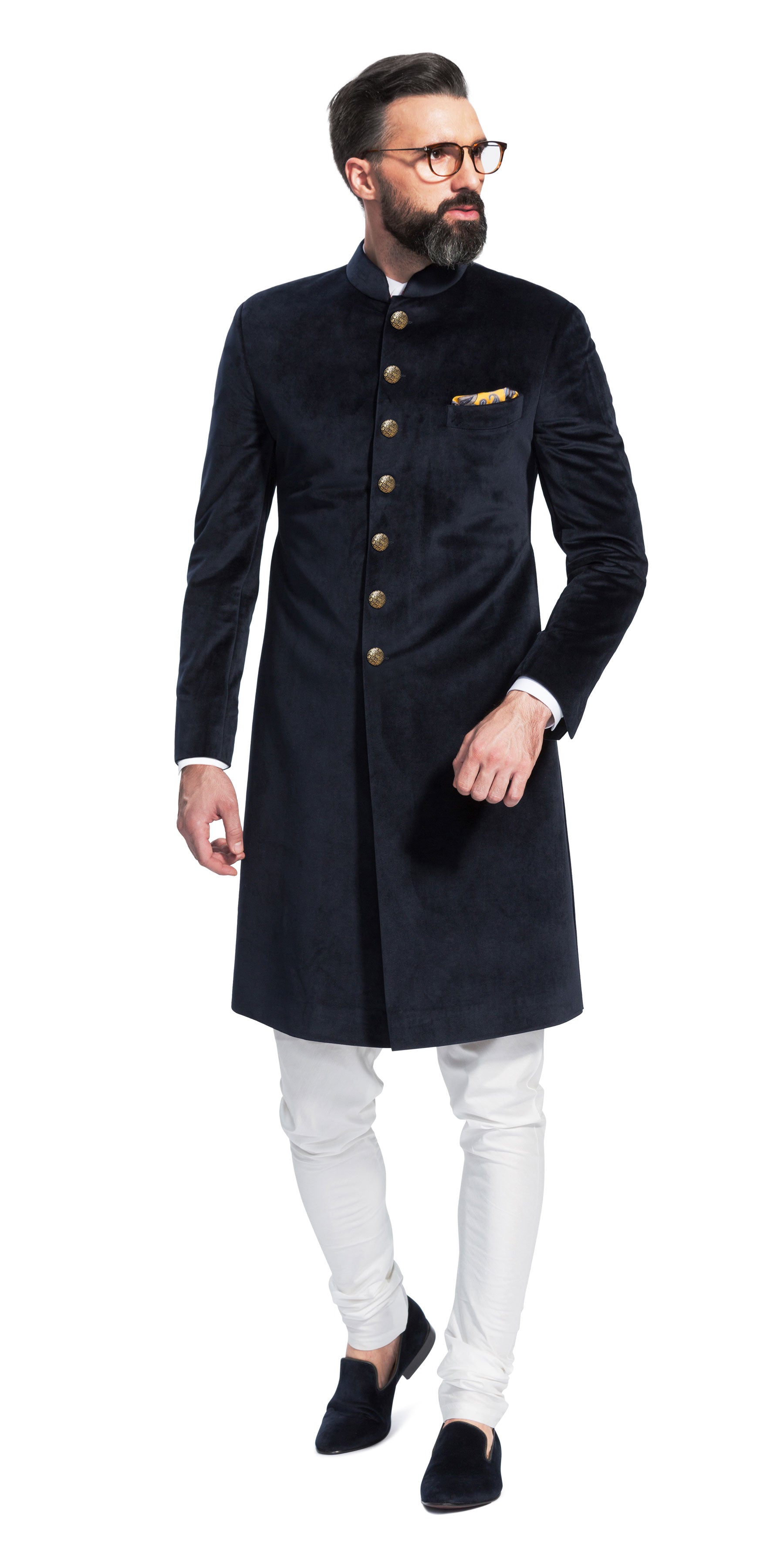 Sujaan Navy Velvet Sherwani