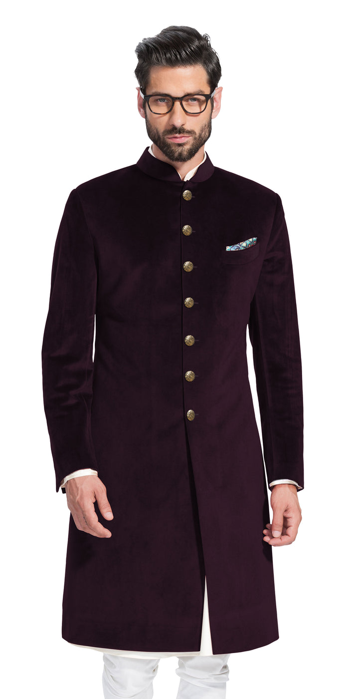 Sujaan Purple Velvet Sherwani