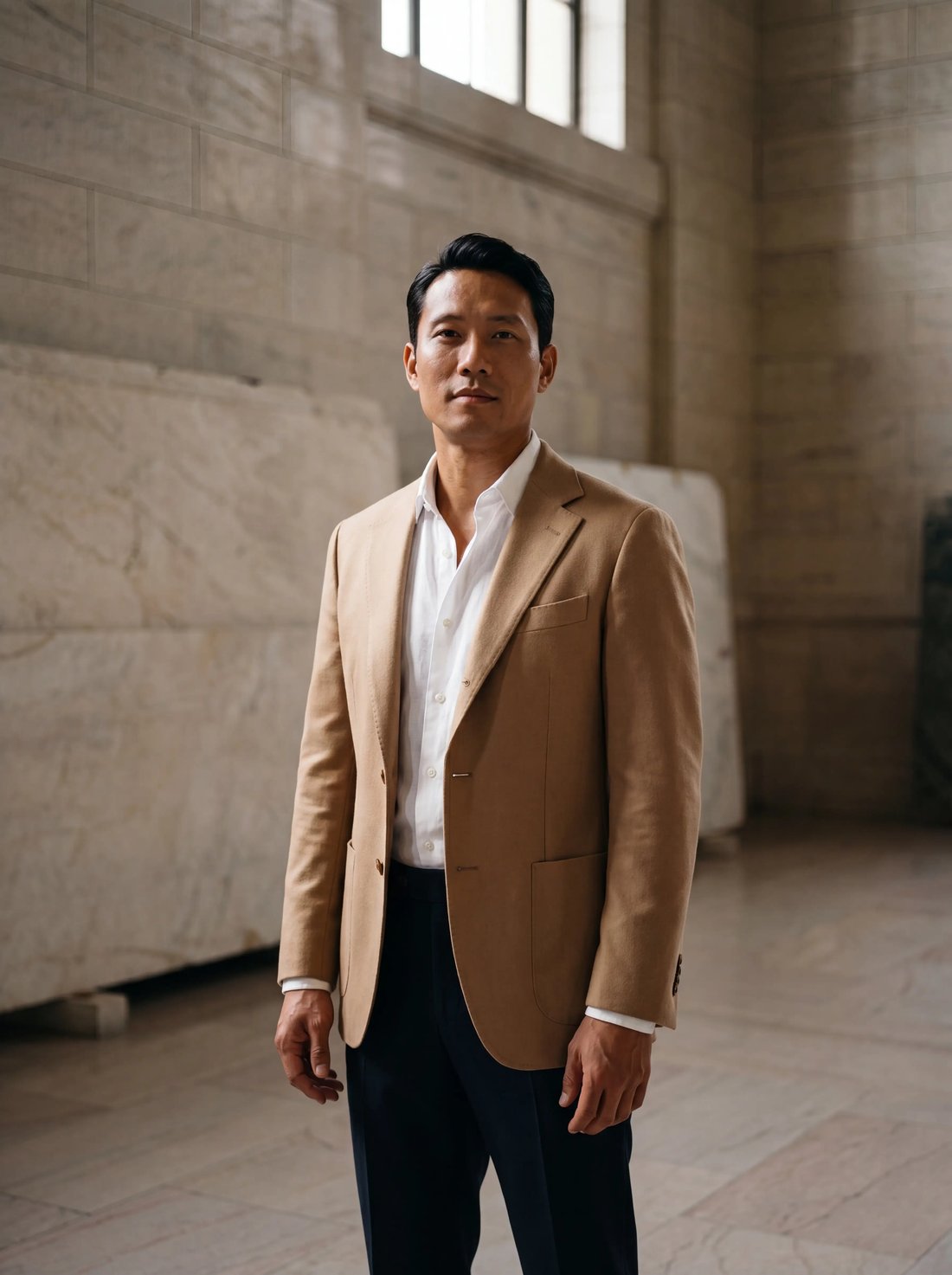 Cashmere-Linen Jacket in Camel
