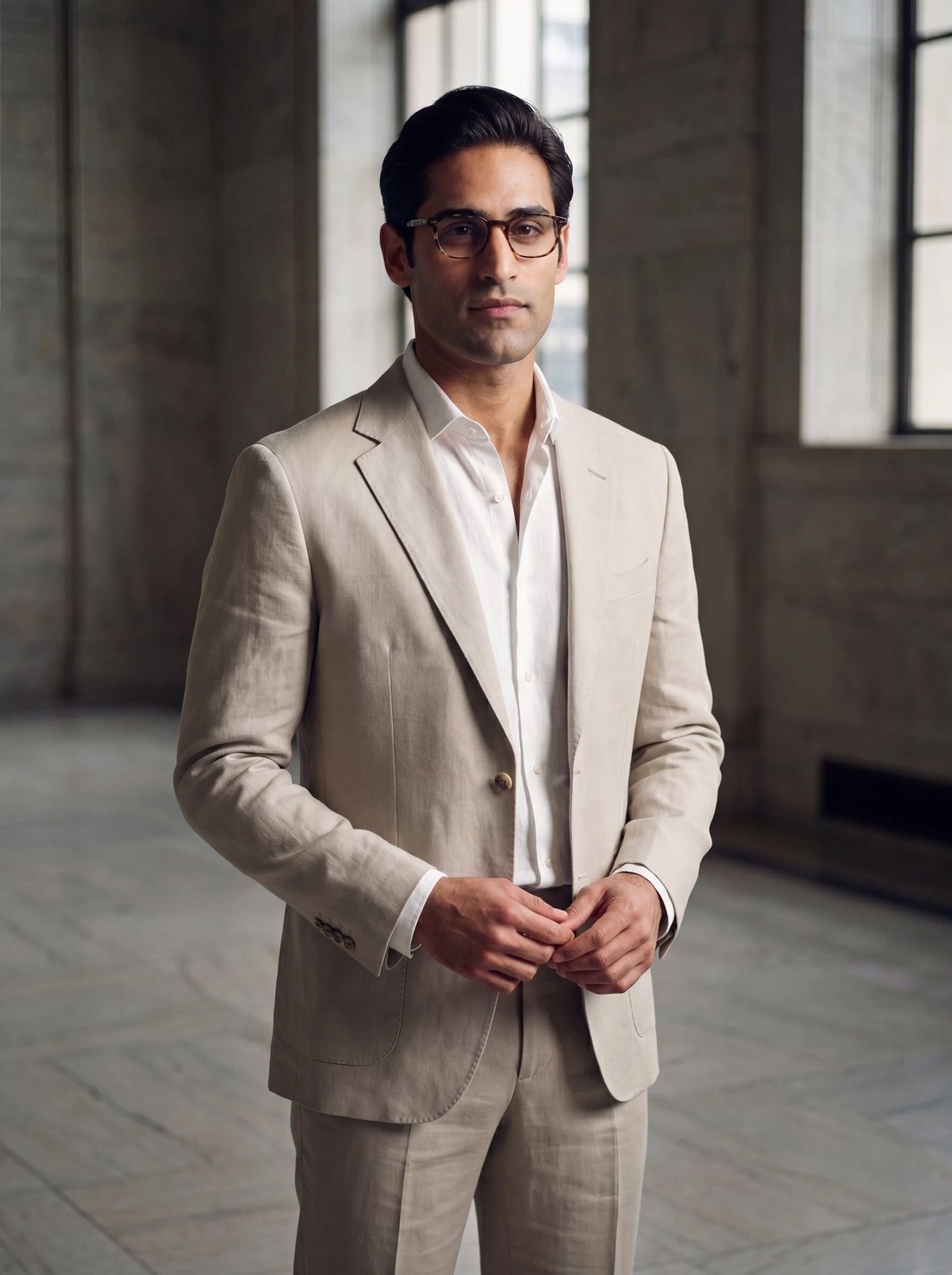 Silk-Linen Blazer in Stone