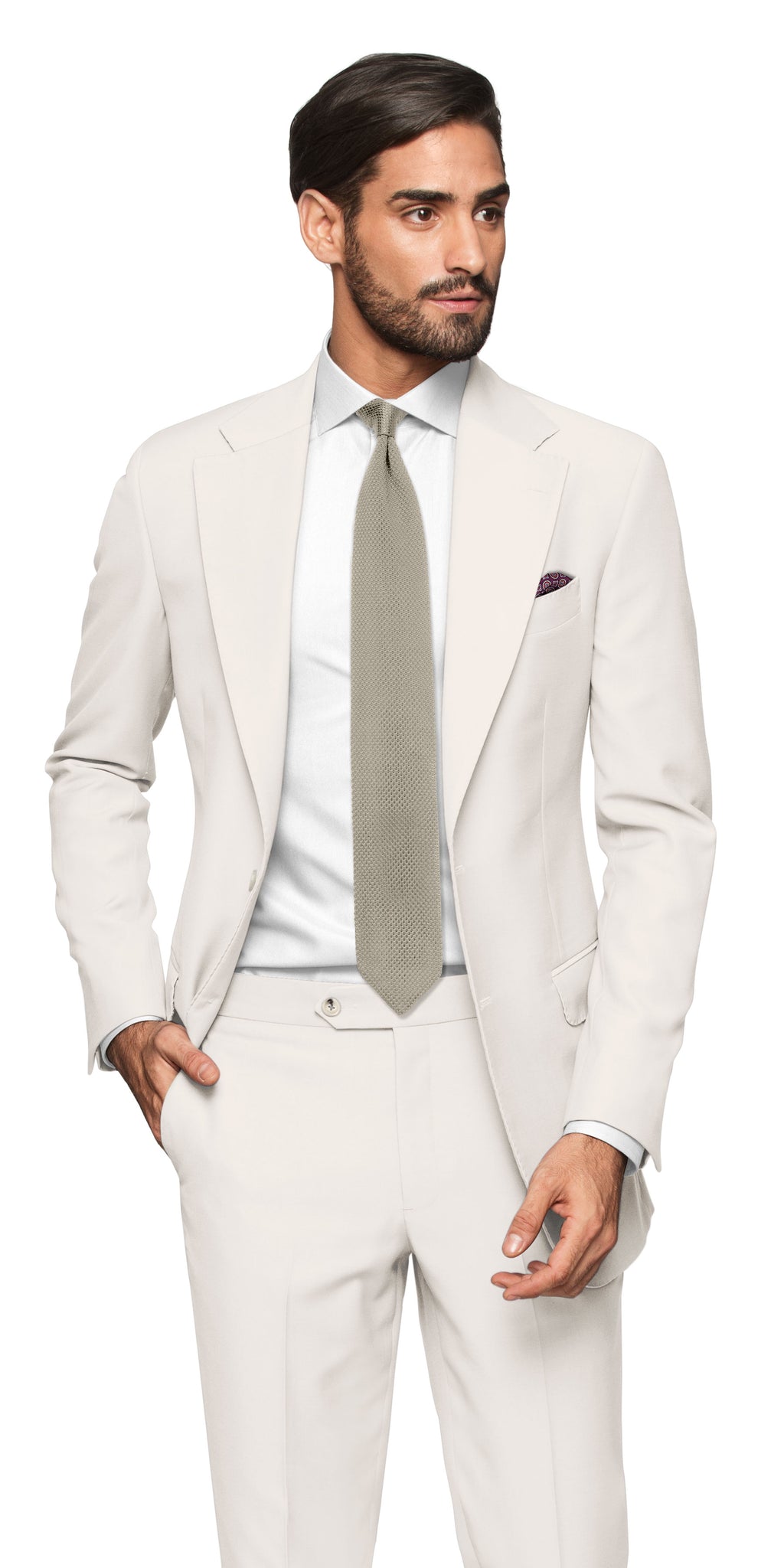 Brescia Eggshell White Suit