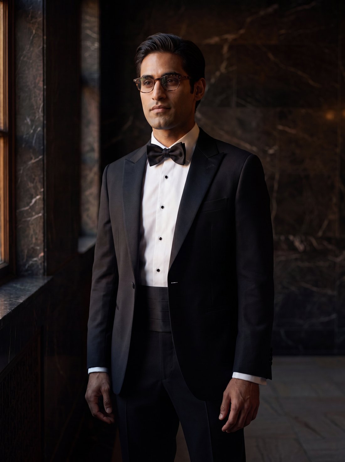 Silk Cummerbund Set in Black