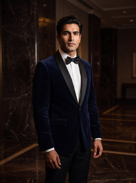 Velvet Dinner Jacket in Navy