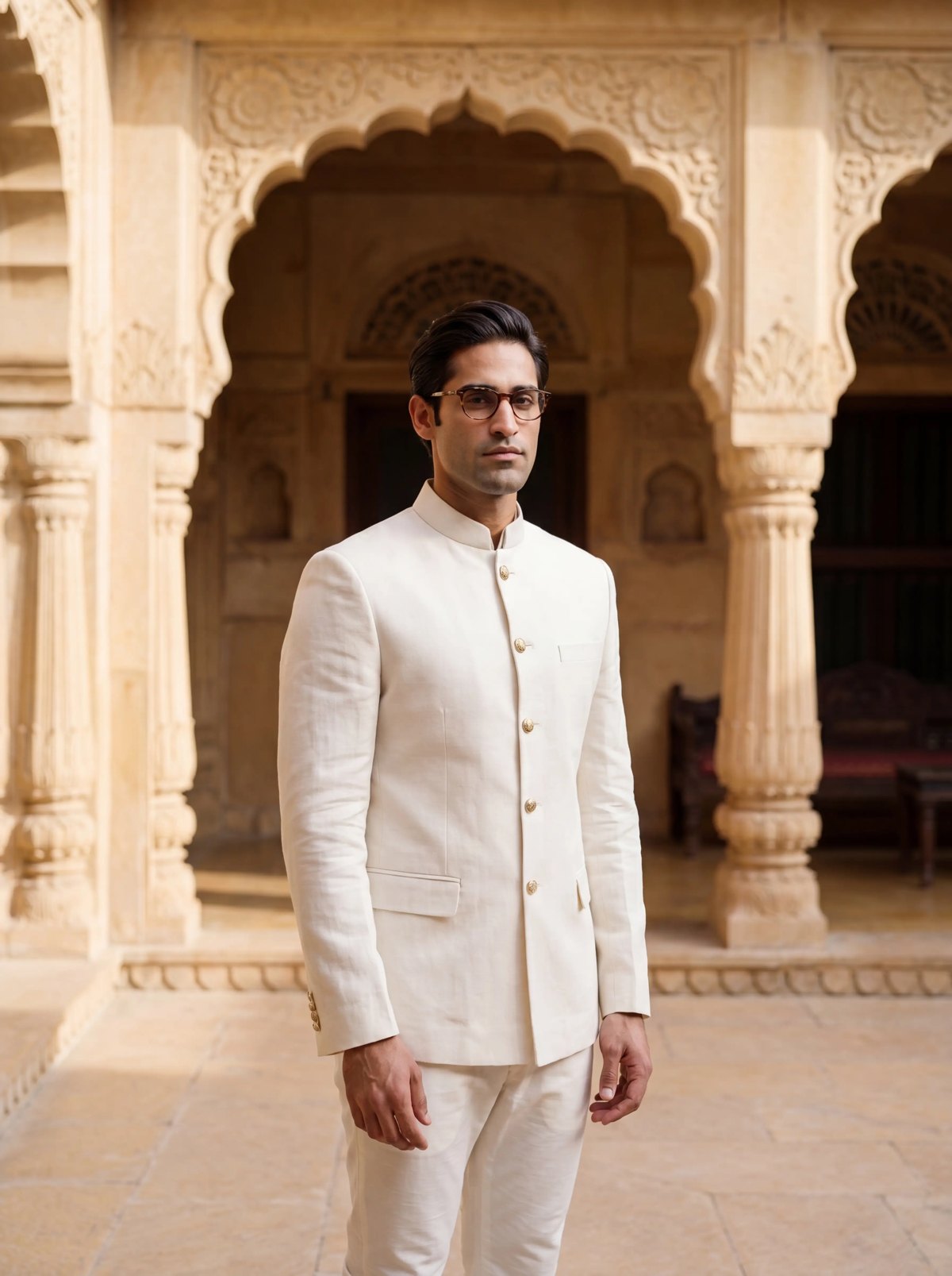 Jodhpuri Bandhgala in Ecru