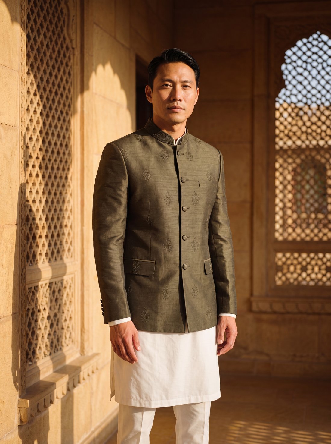 Bandhgala in Deep Olive