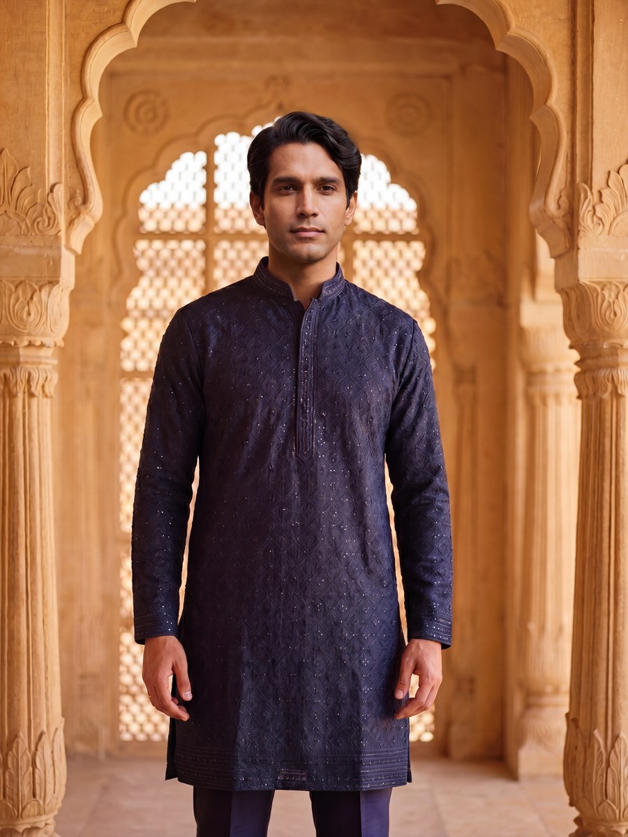 Kurta Set in Navy