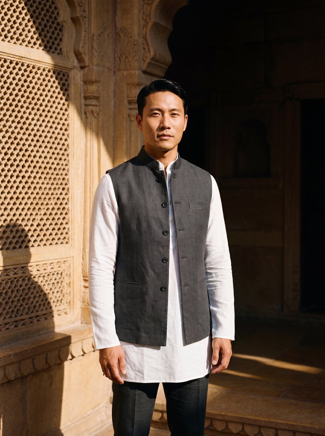 Nehru Jacket in Charcoal