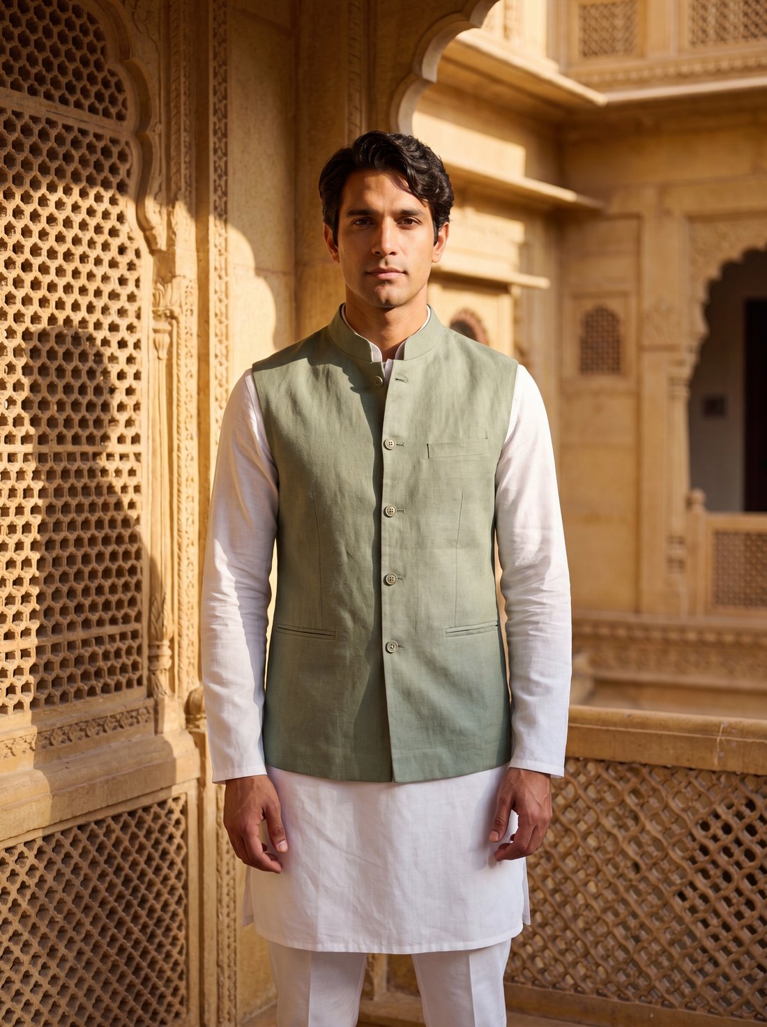 Nehru Jacket in Sage