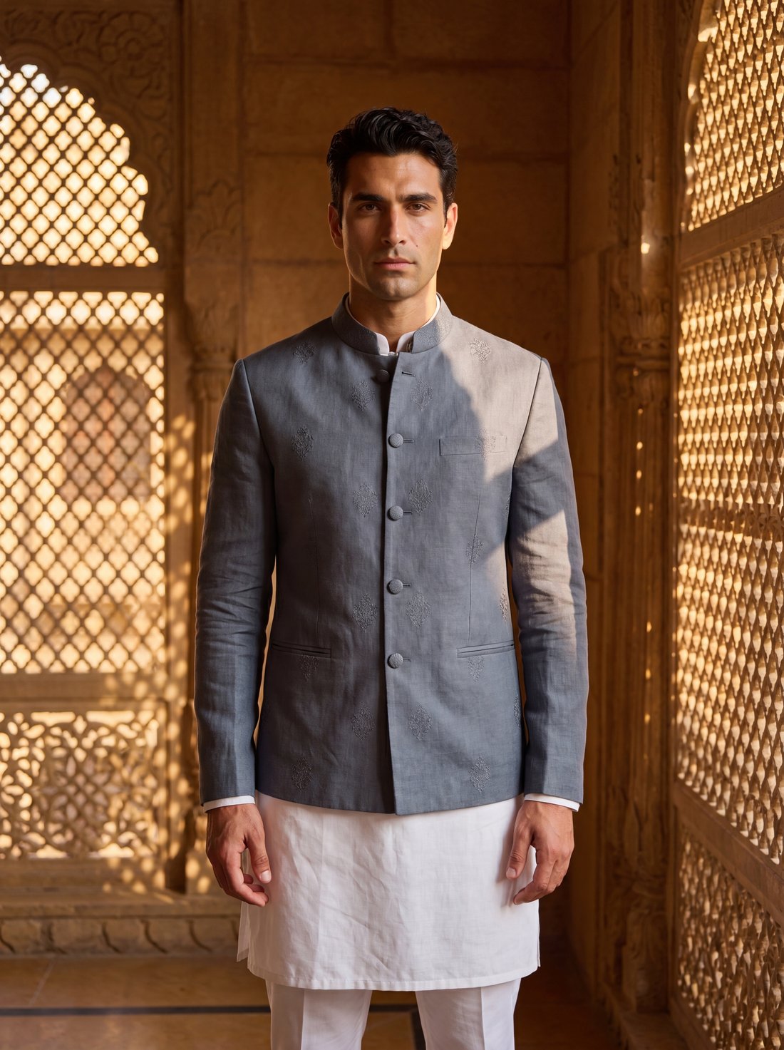 Nehru Jacket in Slate