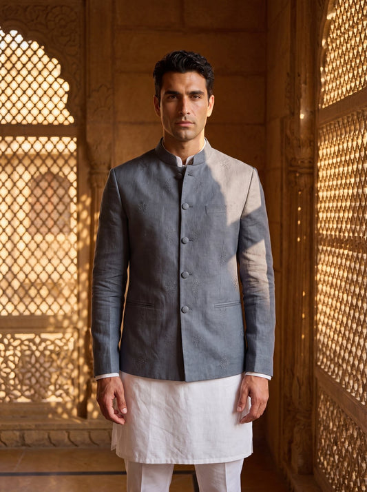 Nehru Jacket in Slate