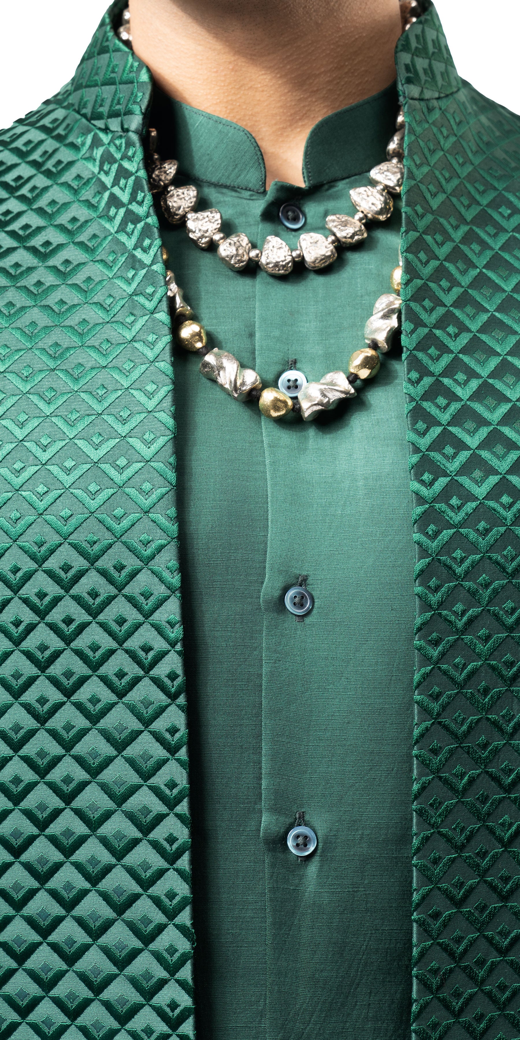 Emerald Green Lamp Shaded Open Jacket