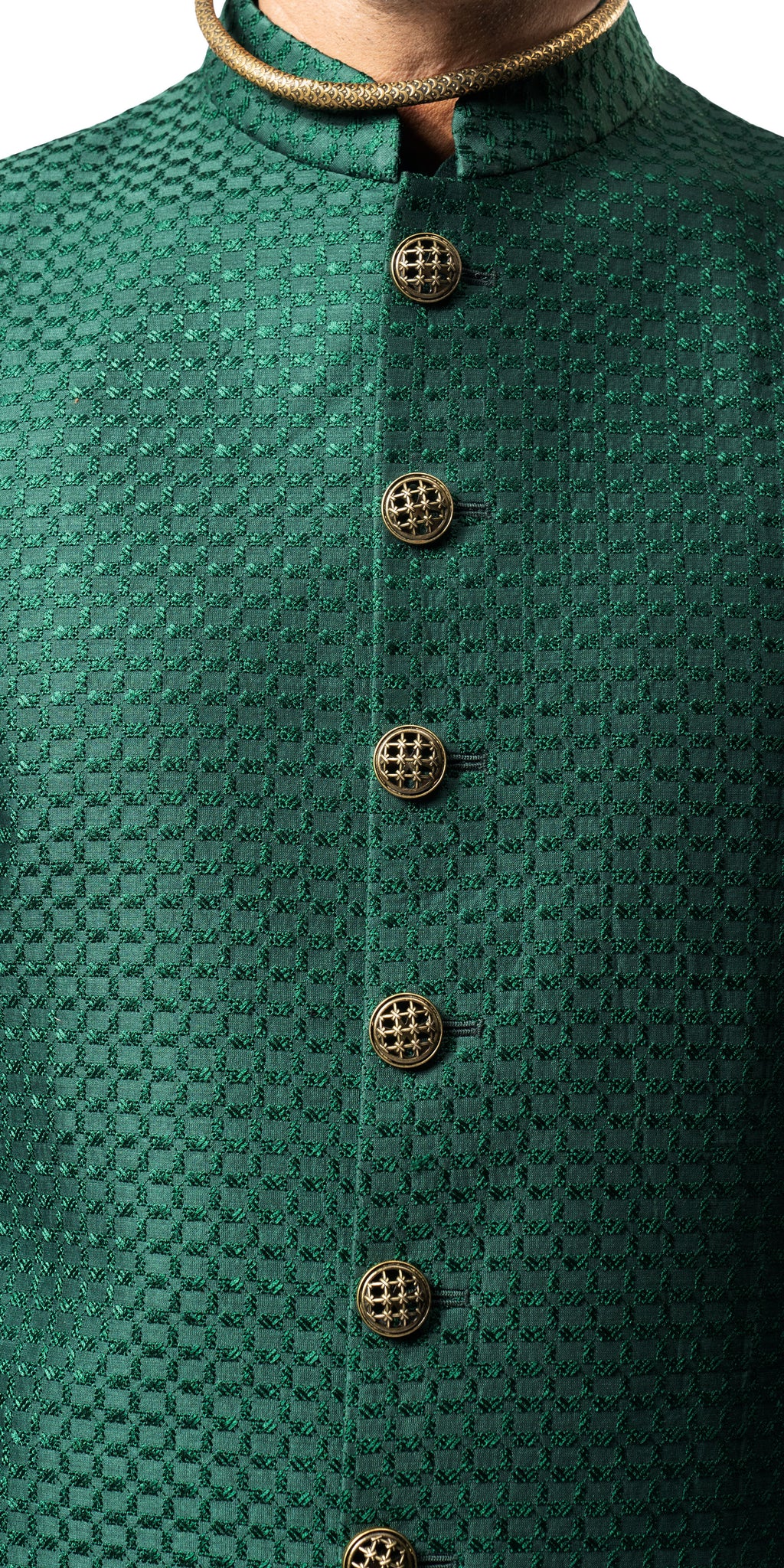 Emerald Green Stepwell Threadwork Long Jacket