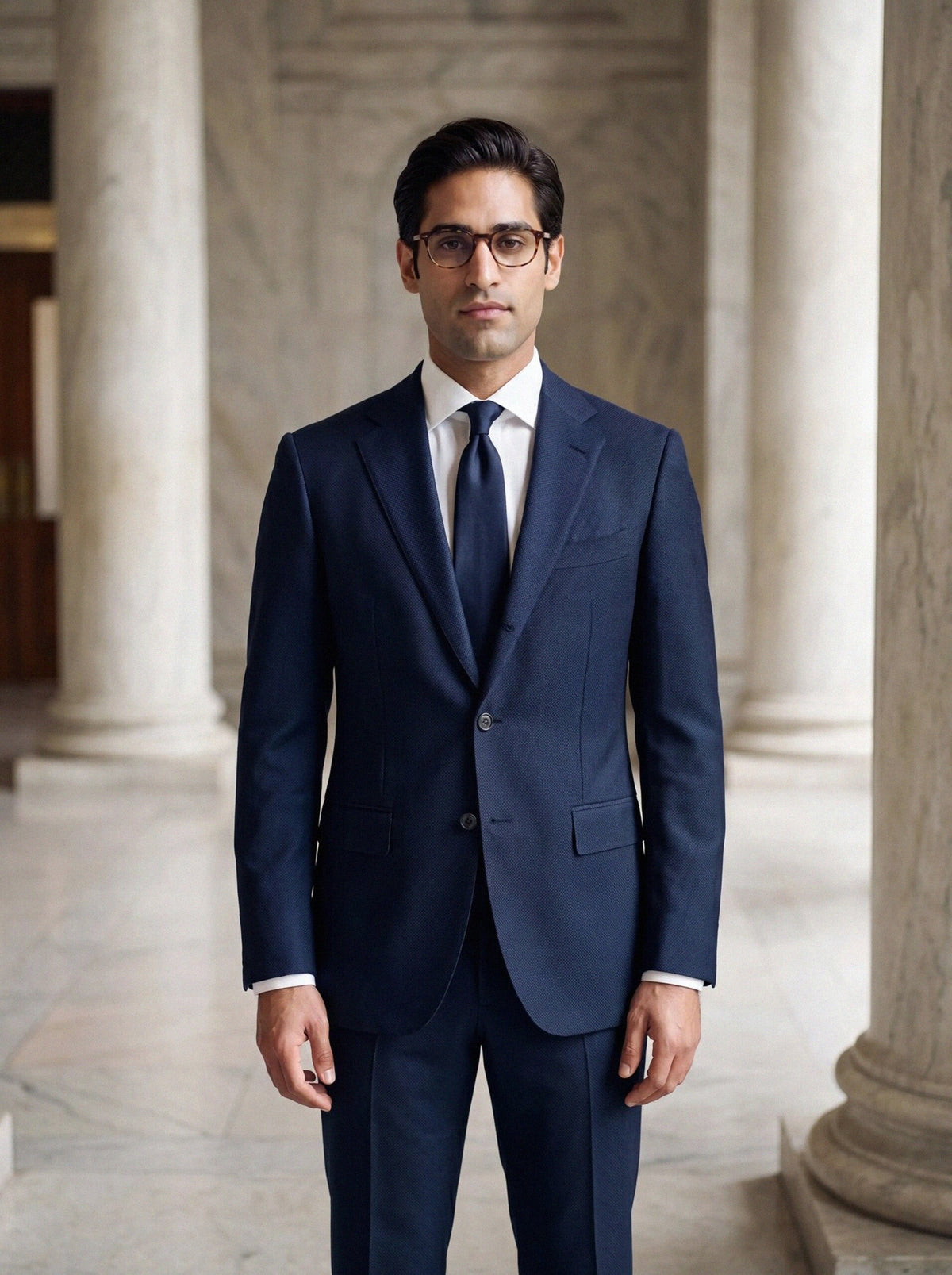 Birdseye Suit — Navy
