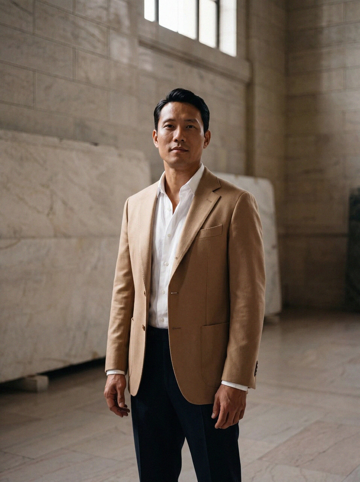 Cashmere-Linen Jacket — Camel