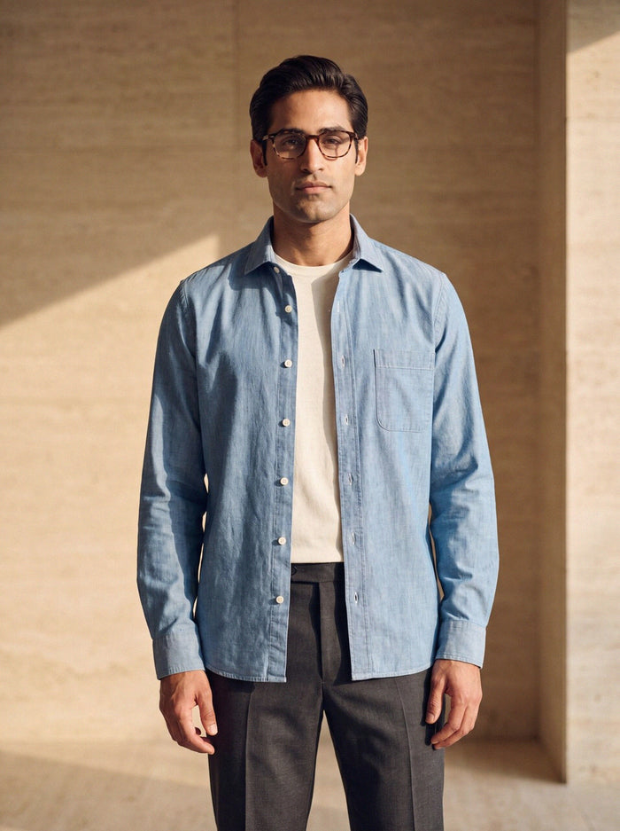 Chambray Overshirt — Sky