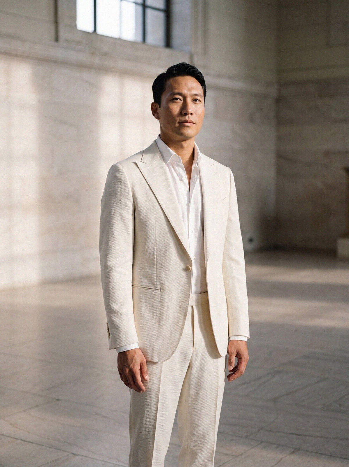 Chevron Suit — Cream