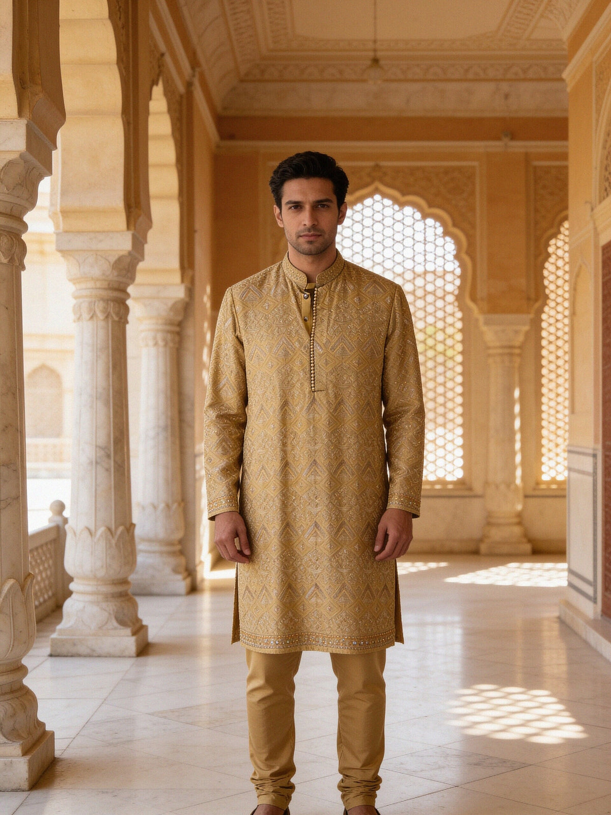 Chikankari Kurta — Gold
