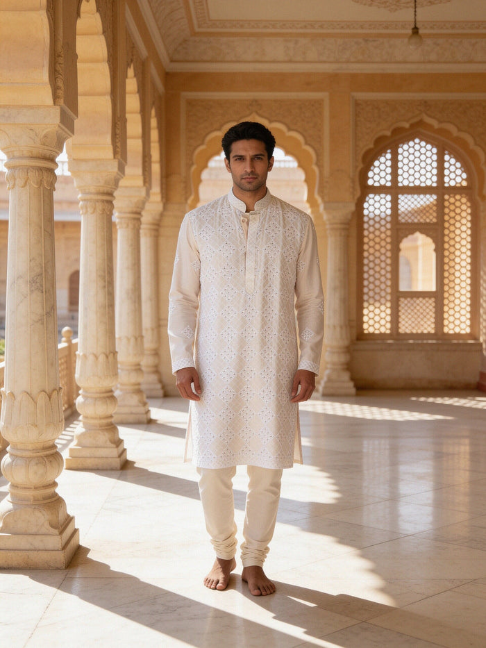 Chikankari Kurta — Ivory