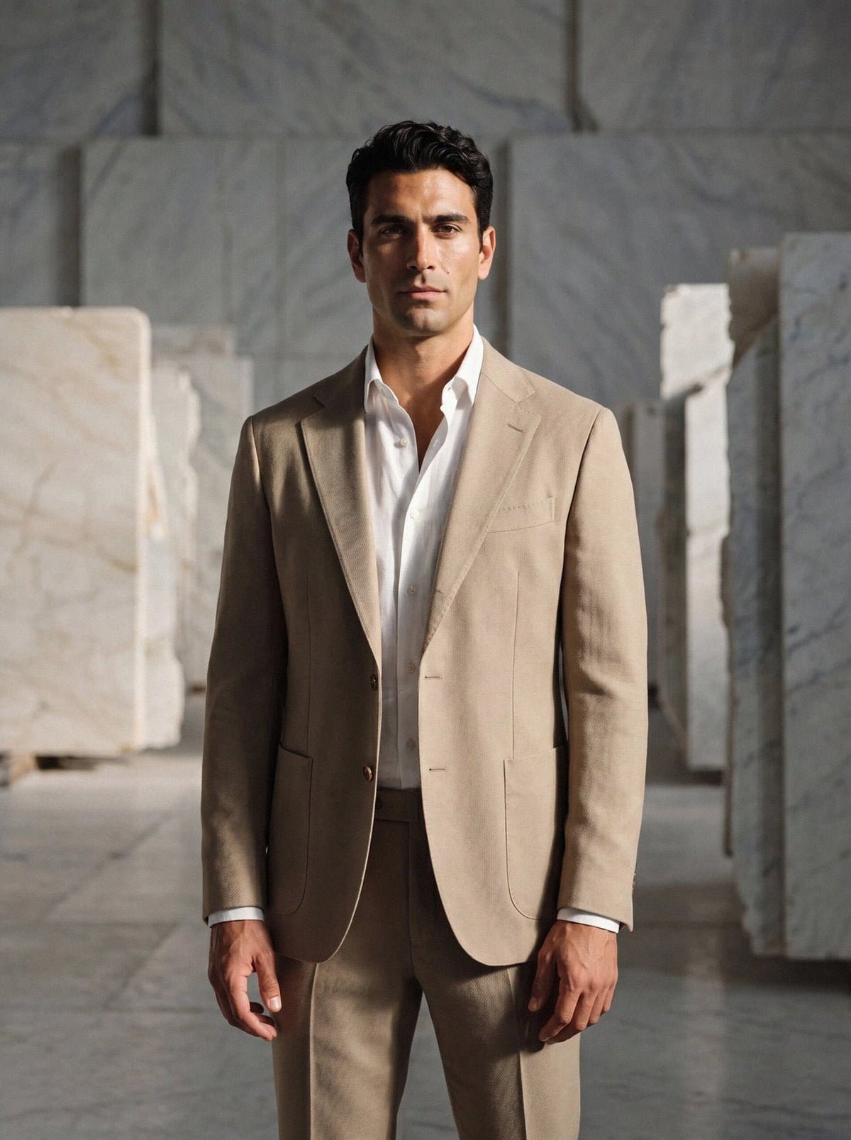 Diagonal Twill Jacket — Sand
