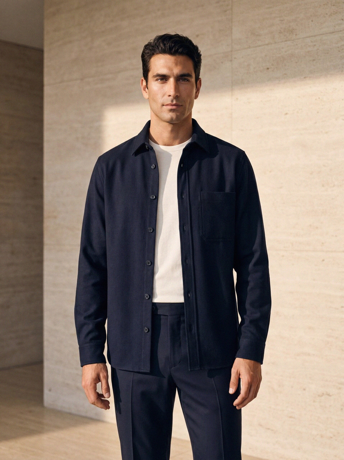 Double-Faced Overshirt — Navy
