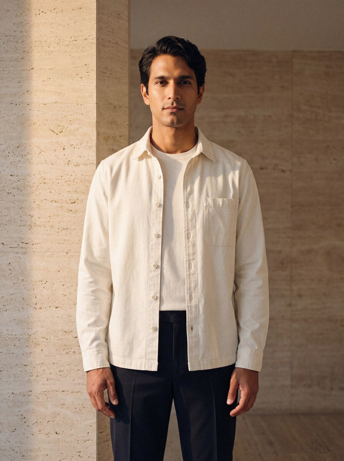 Garment-Dyed Overshirt — Ecru