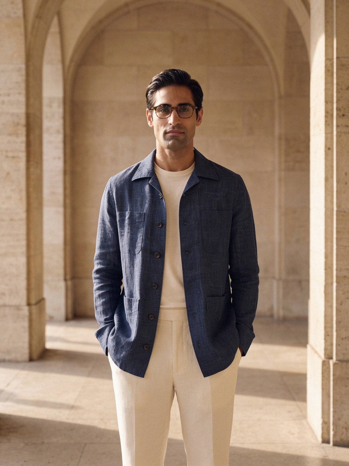 Linen Overshirt — Indigo