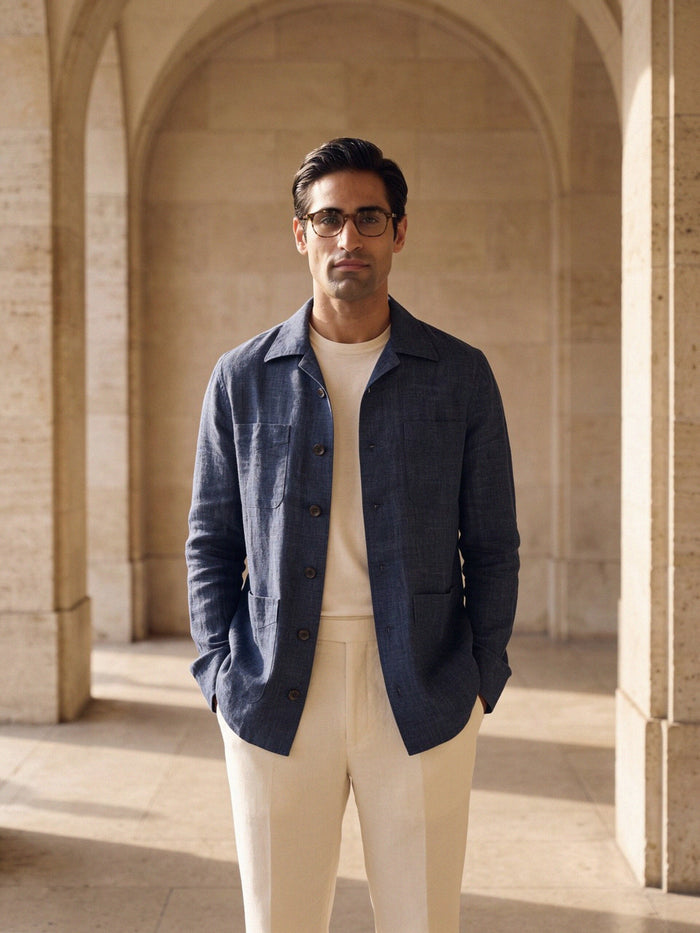 Linen Overshirt — Indigo