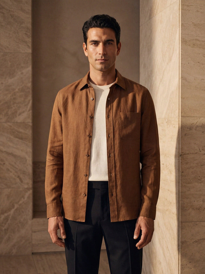 Linen Overshirt — Tobacco