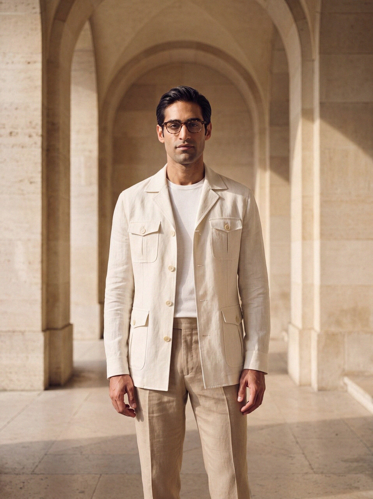 Linen Safari Jacket — Ecru