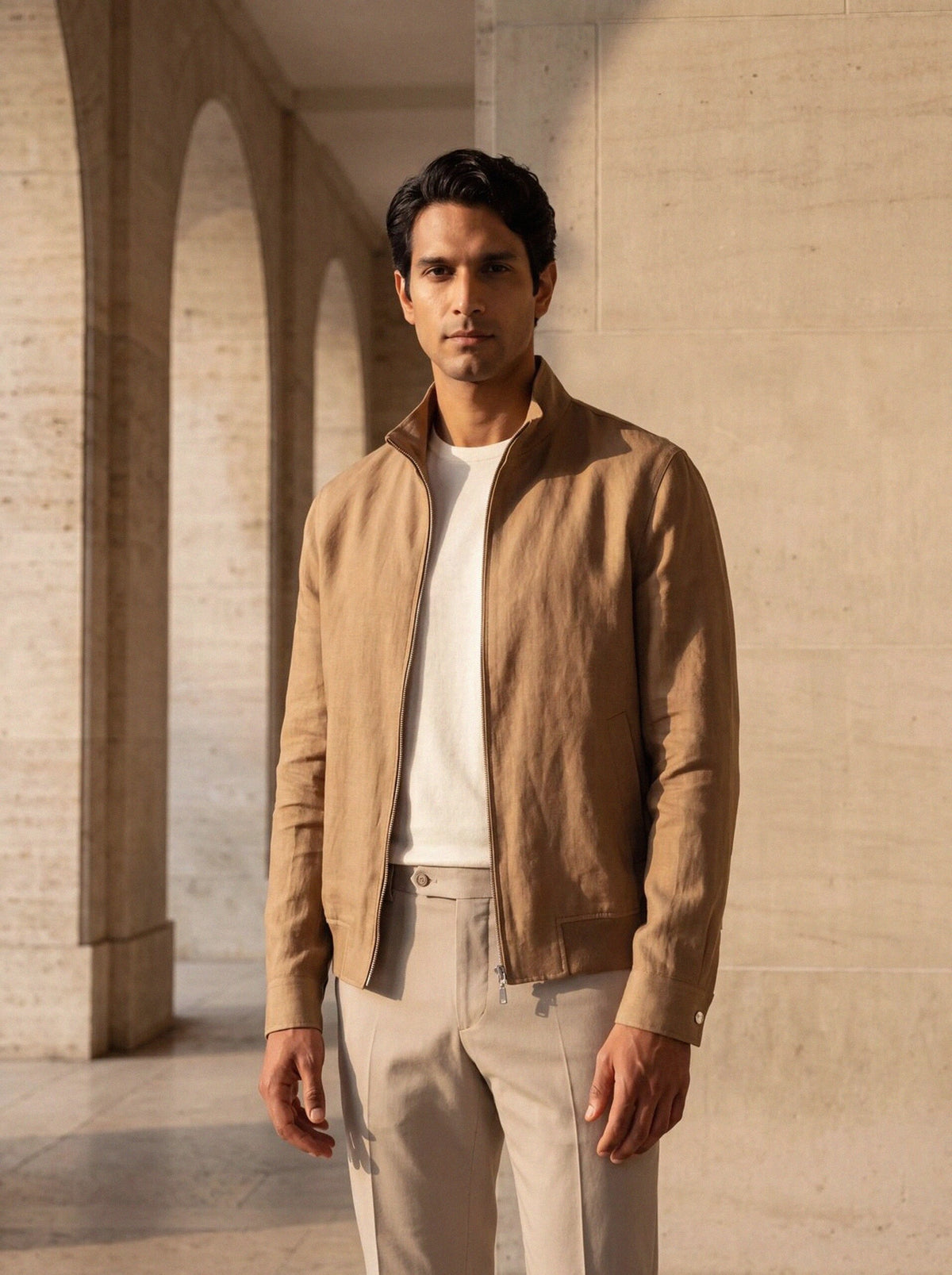 Linen Zip Bomber — Nut