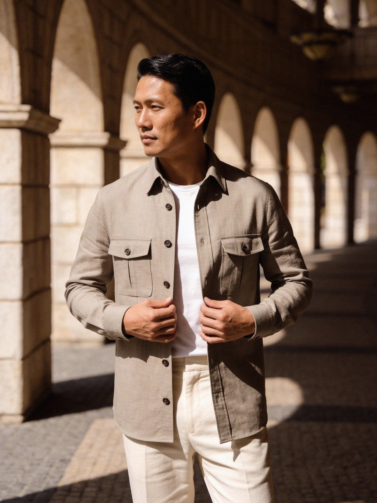 Military Overshirt — Taupe