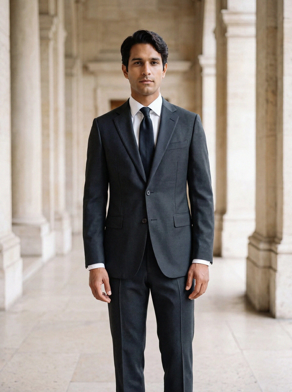 Nailhead Suit — Charcoal