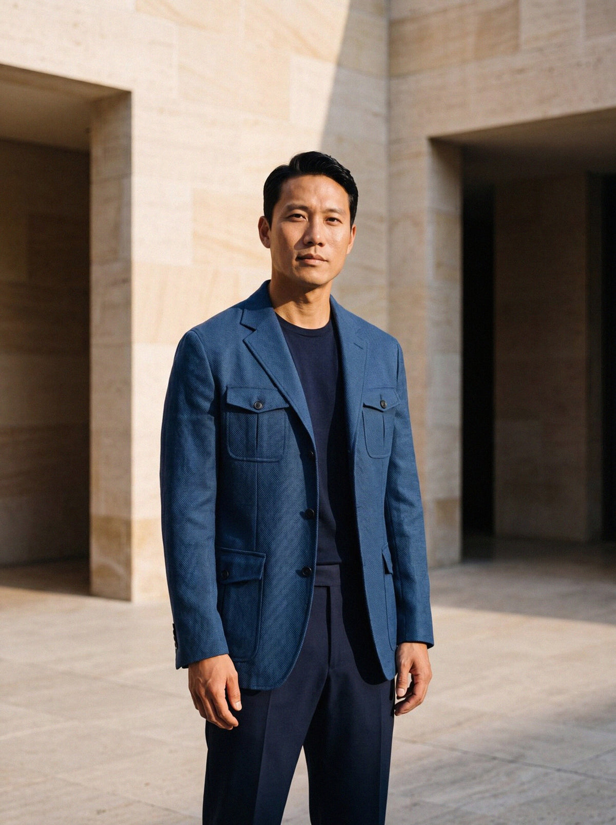 Safari Jacket — Blue Hopsack
