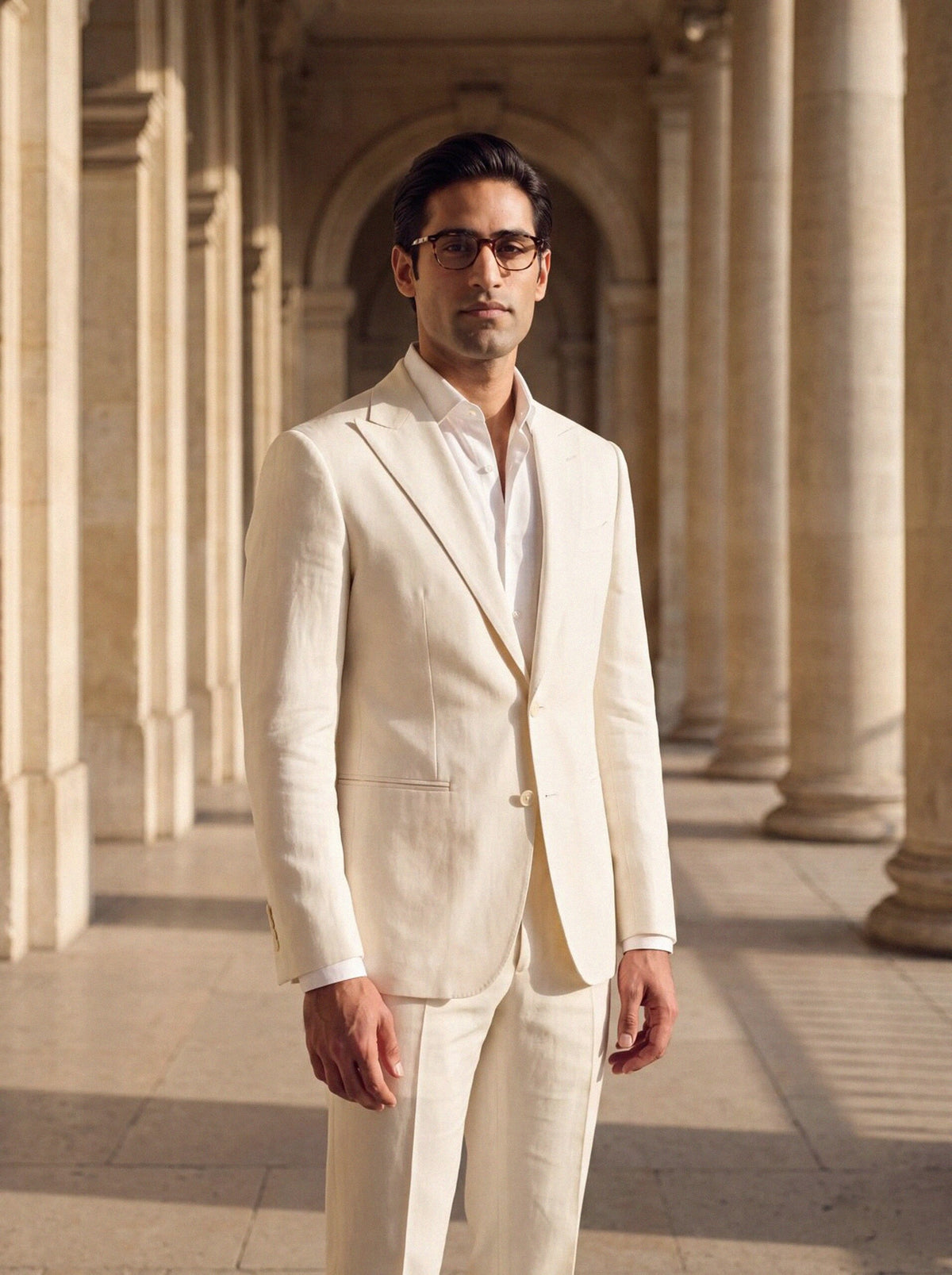Silk-Linen Suit — Ivory